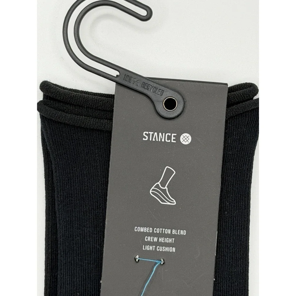 Stance Rolled Solid Crew Socks Black Womens Medium W546C25ROL NWT